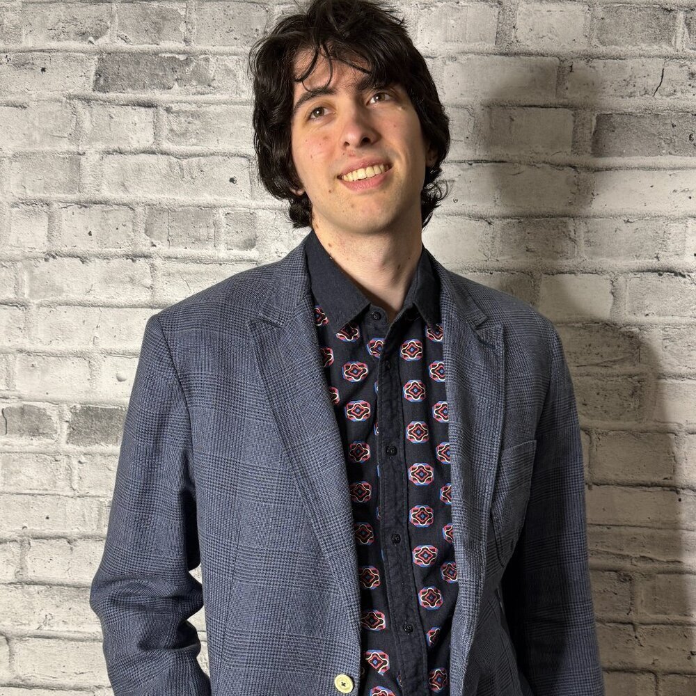 Massimo Dutti Blue Checkered Blazer with Elbow Patches